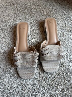 a new day Neutral Beige Ruffle Slide Sandals